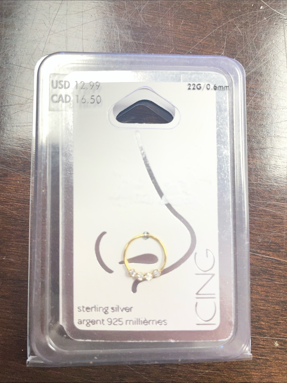 Icing Gold-Tone Hoop Nose Ring with Clear Stones